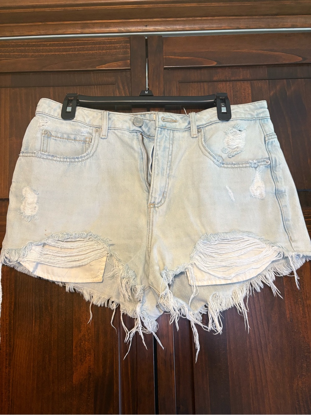 Garage Light Blue Distressed Denim Shorts